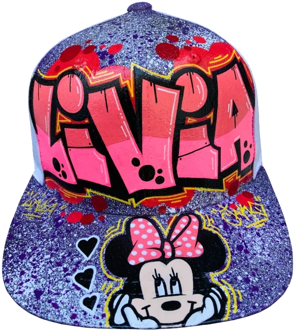 casquette avec le prénom Olivia en Graffiti et Minnie sur la visière
